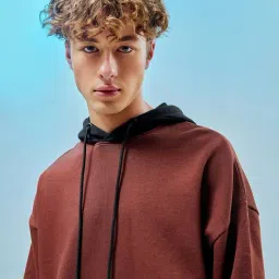 Bewakoof Men's Brown Oversized Plus Size Hoodies image 4
