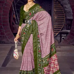 Saree Mall Purple & Green Silk Printed Saree With Unstitched Blouse-picture-34