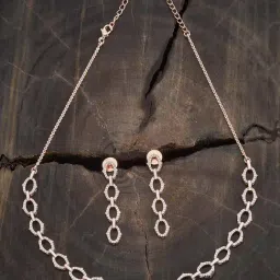 Kushal's Fashion Jewellery White Rose Gold Tone Plated Set for Women-picture-20