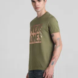 Jack & Jones Olive Branch Cotton Slim Fit Printed T-Shirt image 3