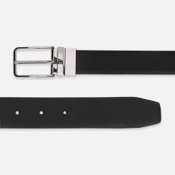 Louis Philippe Black Leather Solid Reversible Belt for Men image 3