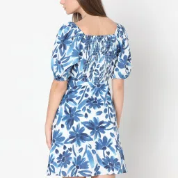 Vero Moda Blue & White Floral Print A Line Dress image 3
