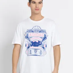 Adidas White 100% Cotton Regular PrintedT-Shirt-image-87