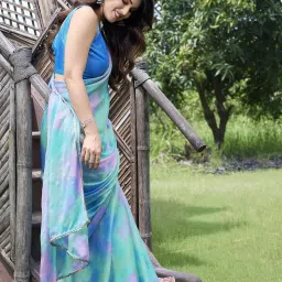 MIRCHI FASHION Blue Printed Saree With Unstitched Blouse image 3