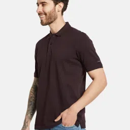 Octave Dark Wine Cotton Regular Fit Polo T-Shirt image 3