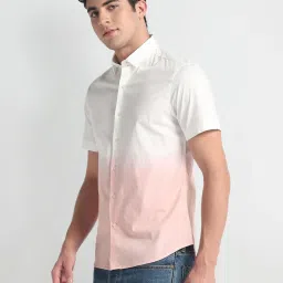 arrow sport Arrow Sports Orange Cotton Slim Fit Omber Shirt image 3