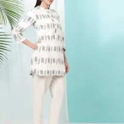 W Cream Pure Cotton Printed Kurti image 3