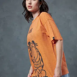 Bewakoof Orange Graphic Print Oversized T-Shirt image 3