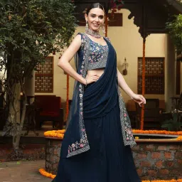 Stylum Blue Embroidered Lehenga Choli Set with Dupatta image 3