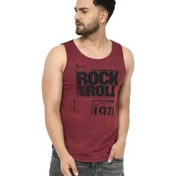 Rigo Maroon & Black Cotton Slim Fit Printed Vest-picture-19