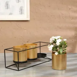 Home4U Gold & Black Iron Vase - Set of 1-image-19