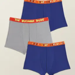 XY Life Kids Blue & Grey Relaxed Fit Trunks (Pack of 3)-image-5