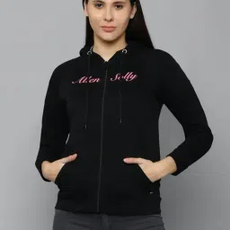 Allen Solly Black Logo Print Hoodie-image-2