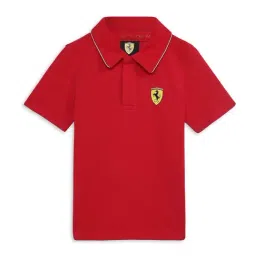 Puma Kids Scuderia Ferrari Race Rosso Corsa Cotton Logo Polo T-Shirt-image-36