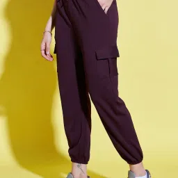 BUYNEWTREND Pruple Relaxed Fit High Rise Joggers image 3