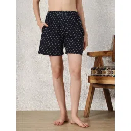 Secret Wish Navy Blue Regular Fit Printed Nightwear Shorts-picture-28