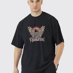 Stitchmeashirt Typography Printed Round Neck Drop-Shoulder Oversized Cotton T-shirt-picture-26