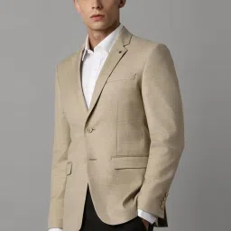 Louis Philippe Khaki Slim Fit Checks Blazer image 3