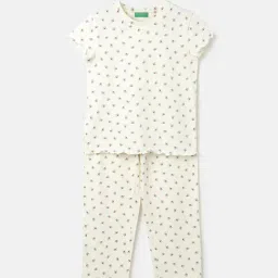 United Colors of Benetton Kids White Printed Top with Pyjamas-picture-20