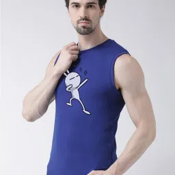Friskers Blue Slim Fit Sleeveless T-Shirt image 3