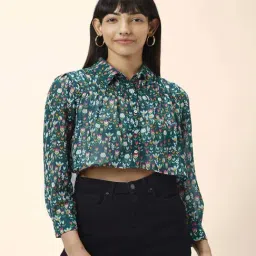 People by Pantaloons Blue Printed Shirt-image-22