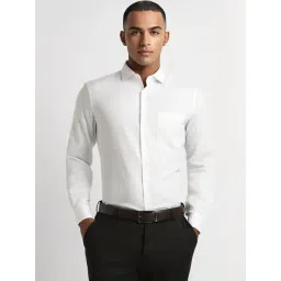 Peter England White Cotton Regular Fit Texture Shirt-picture-45