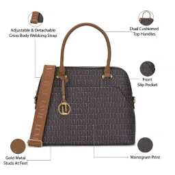 Lavie Luxe Navy LX Mono Valle25 Satchel Handbag image 3