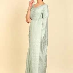 Soch Womens Light Green Art Silk Geometric Print Saree image 3