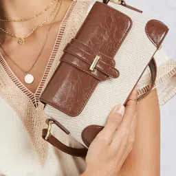 Styli Brown Textured Handbag image 3