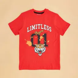 Pantaloons Junior Red Cotton Printed T-Shirt image 3