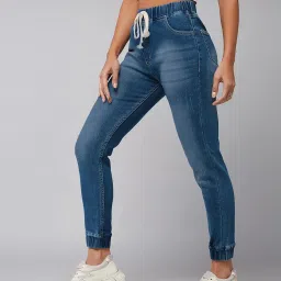 DOLCE CRUDO Dark Blue Mid Rise Joggers image 3