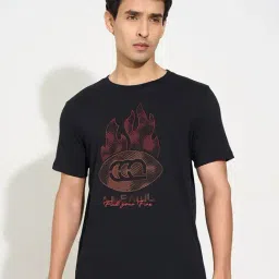 Ajile By Pantaloons Charcoal Black Slim Fit Printed T-Shirt-image-75