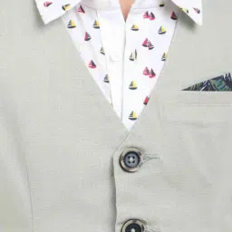 One Friday Kids Grey Self Regular Fit Waist Coat image 4