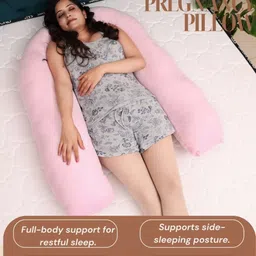 Siroki Bond Pink Fibre Filled Faux Velvet Lightweight Maternity Pillow image 4