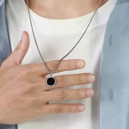 SHREE ADINATH CREATIONS Silver-Plated Circular Pendants with Chains image 2