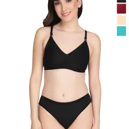 Liigne Women Pack Of 4 Everyday Padded Bra Pure Cotton Lingerie Set-picture-39