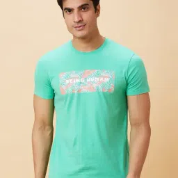 Being Human Green Regular Fit Printed T-Shirt-image-41