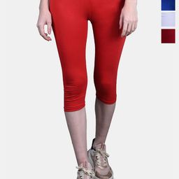 FRENCH KLEIDER Girls Pack Of 4 Solid Mid-Rise Slim Fit Slip-On Capris-picture-44