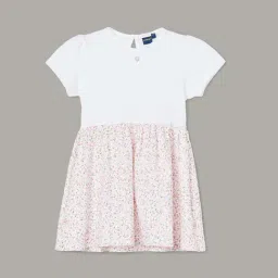 Juniors by Lifestyle White & Pink Cotton Floral Print Dress-picture-19
