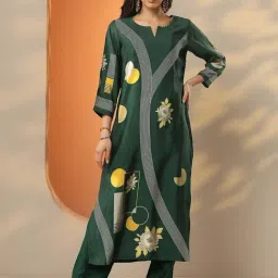 Libas Green Straight Fit Floral Print Kurta-image-75