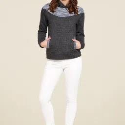 Campus Sutra Charcoal Textured Hoodie image 1