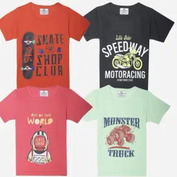 Vimal Jonney Girls Multicolor Printed T-Shirt (Pack Of 4)-picture-18