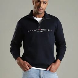 Tommy Hilfiger Navy Cotton Regular Fit Logo Printed Sweatshirt-picture-15