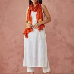 Fabindia Orange Printed Stole image 2