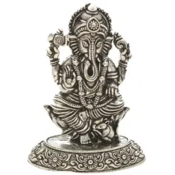 Sri Jagdamba Pearls 800 Silver Lord Ganapati Divine Idol - 45 gm-image-41