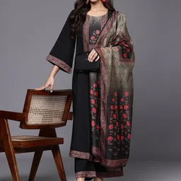 Varanga Women Floral Yoke Design Sequinned Kurta with Trousers & Dupatta-picture-22