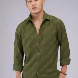 Vastrado Olive Relaxed Fit Self Pattern Shirt-picture-12