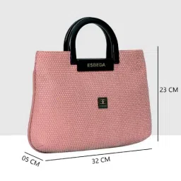 Esbeda Pink Textured Medium Handbag image 2