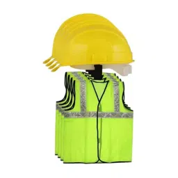 Rahul Professionals High Visibility Polyester and Plastic Yellow & Green Safety Helmet & Reflective Jacket Combo Free Size (Pack of 8)-picture-19