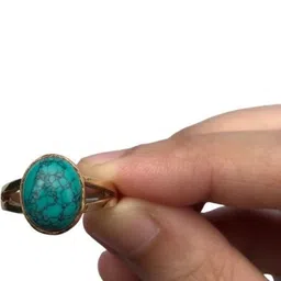GenZcomplex Blue Brass Turquoise Finger Ring image 1